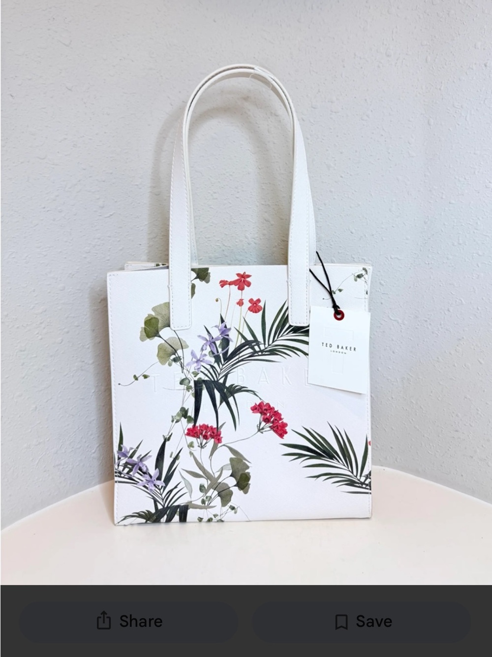 Ted Baker White Floral “icon” small Tote Bag NWT
